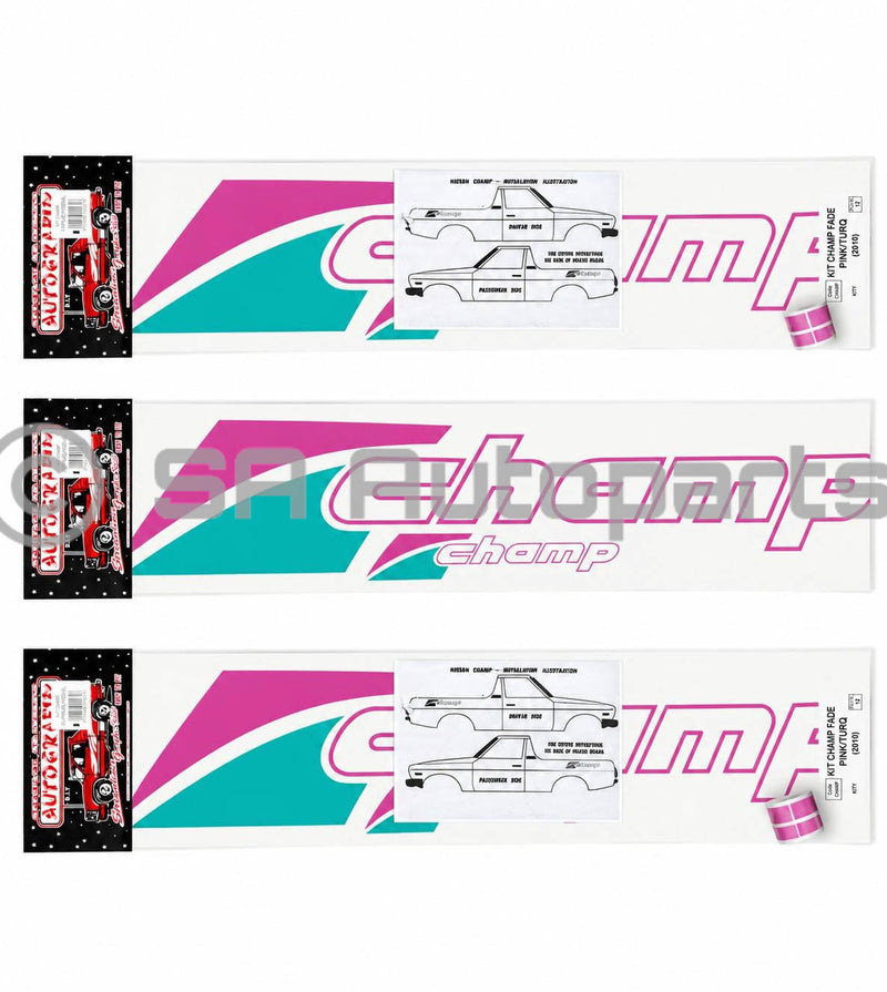 Nissan Champ 1400 Pink/Turq decal kit